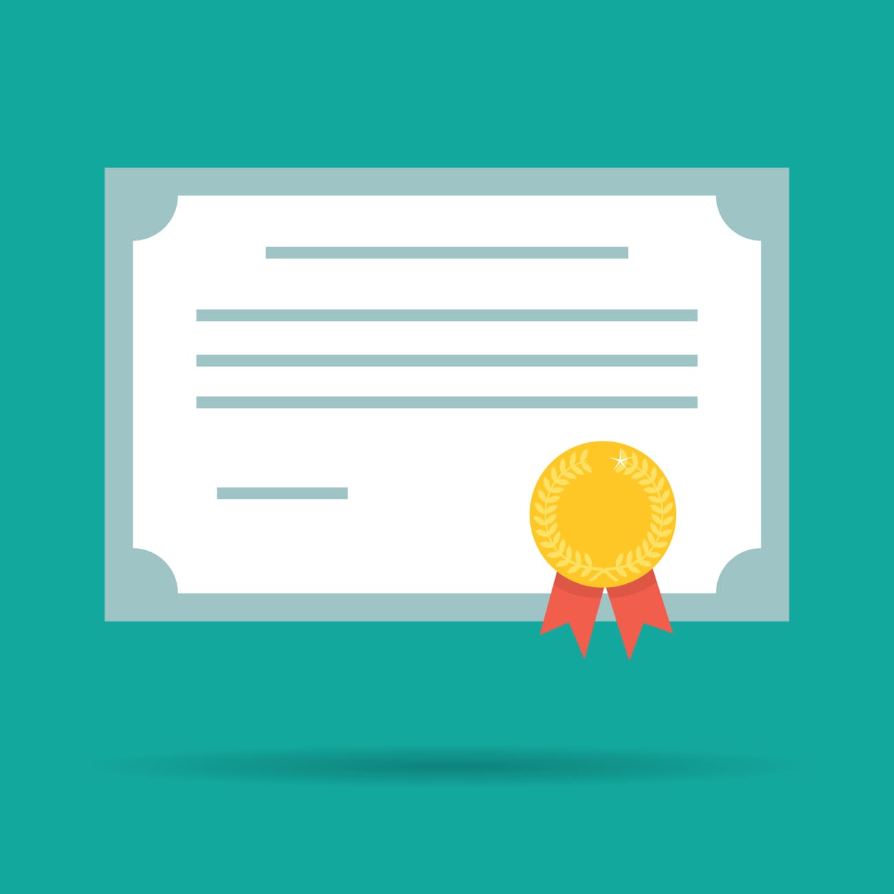 Certificate with a gold award seal